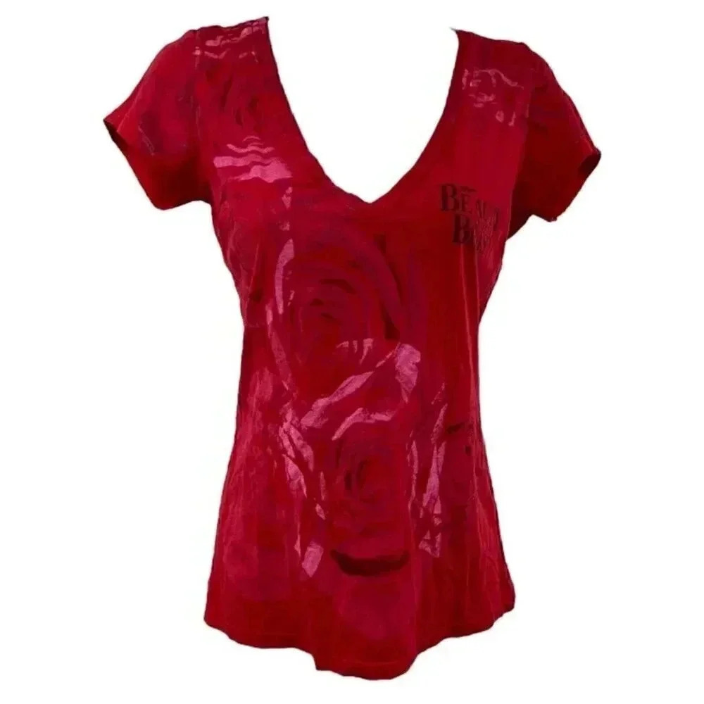 Disney Beauty & the Beast red t-shirt Rose size m Broadway Musical